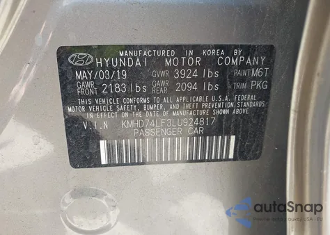 2020 Hyundai Elantra Se z USA, uszkodzony, nr VIN KMHD74LF3LU924817